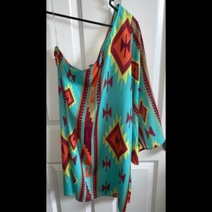 Tribal print one shoulder dress/tunic